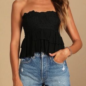 Free People One Adella Corset Cami Bralette Black